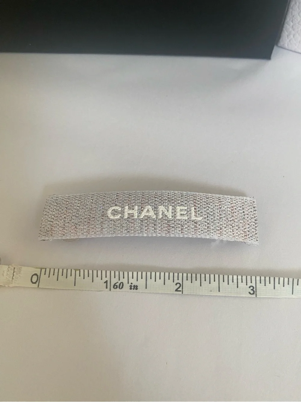 CHANEL Ribbon Tweed French Hair Barrette